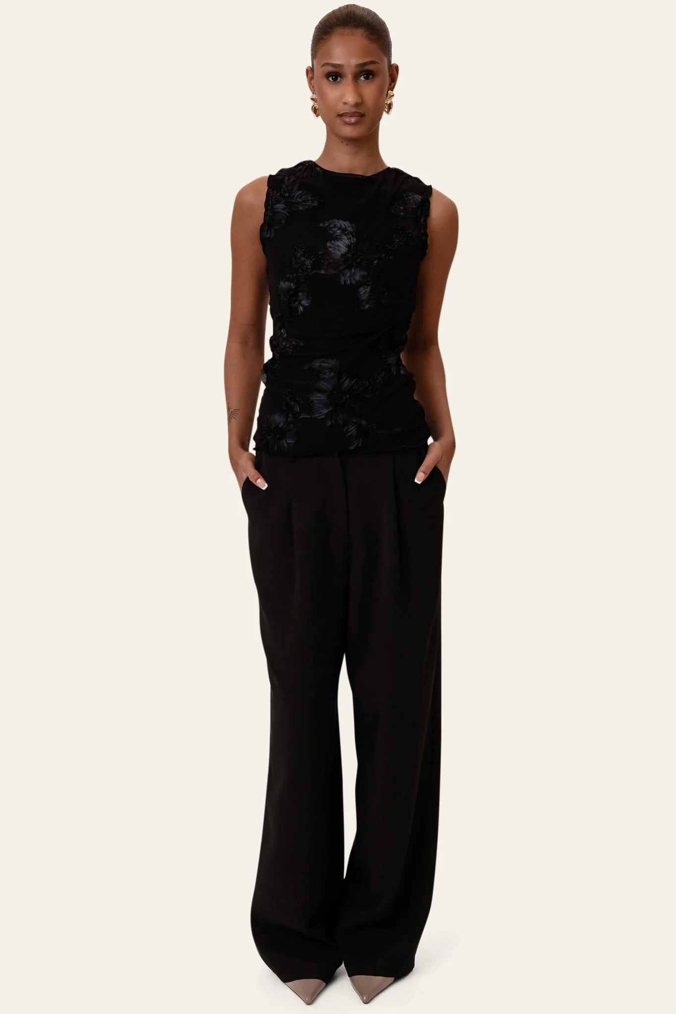 MiraIC Mesh Top - Black Flower - Image 6