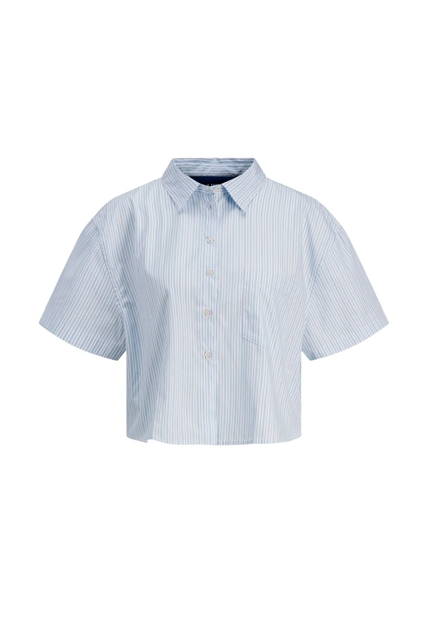 JXMolly SS Relaxed Poplin Shirt - White Blue - Image 8