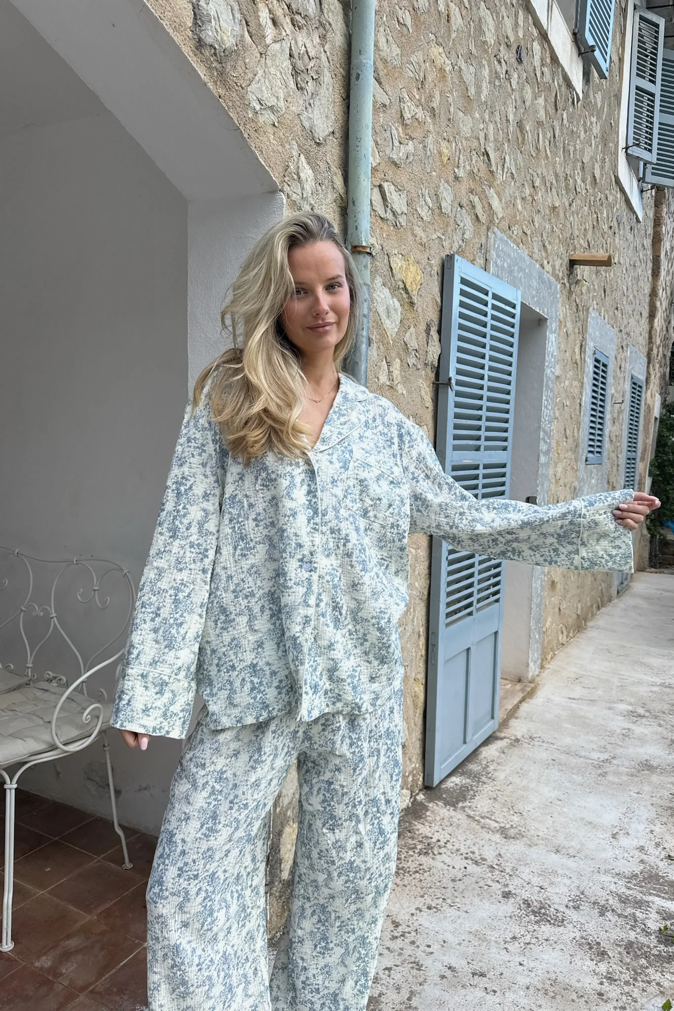 NajaIC Pants - White Blue Print - Image 4