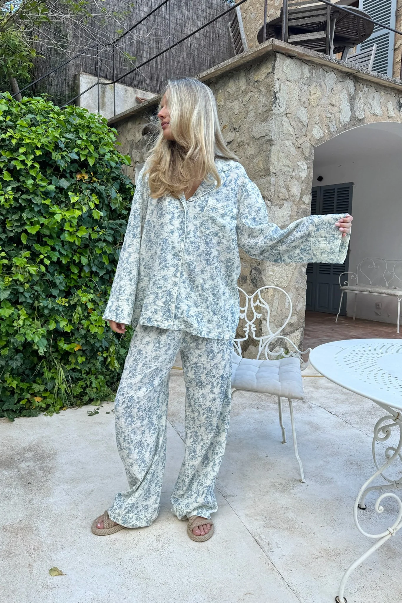 NajaIC Pants - White Blue Print - Image 9