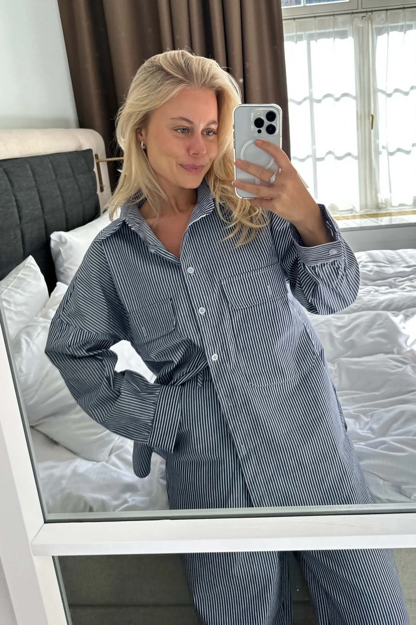 NannaIC Oversized Shirt - Blue Woven Stripe - Image 6