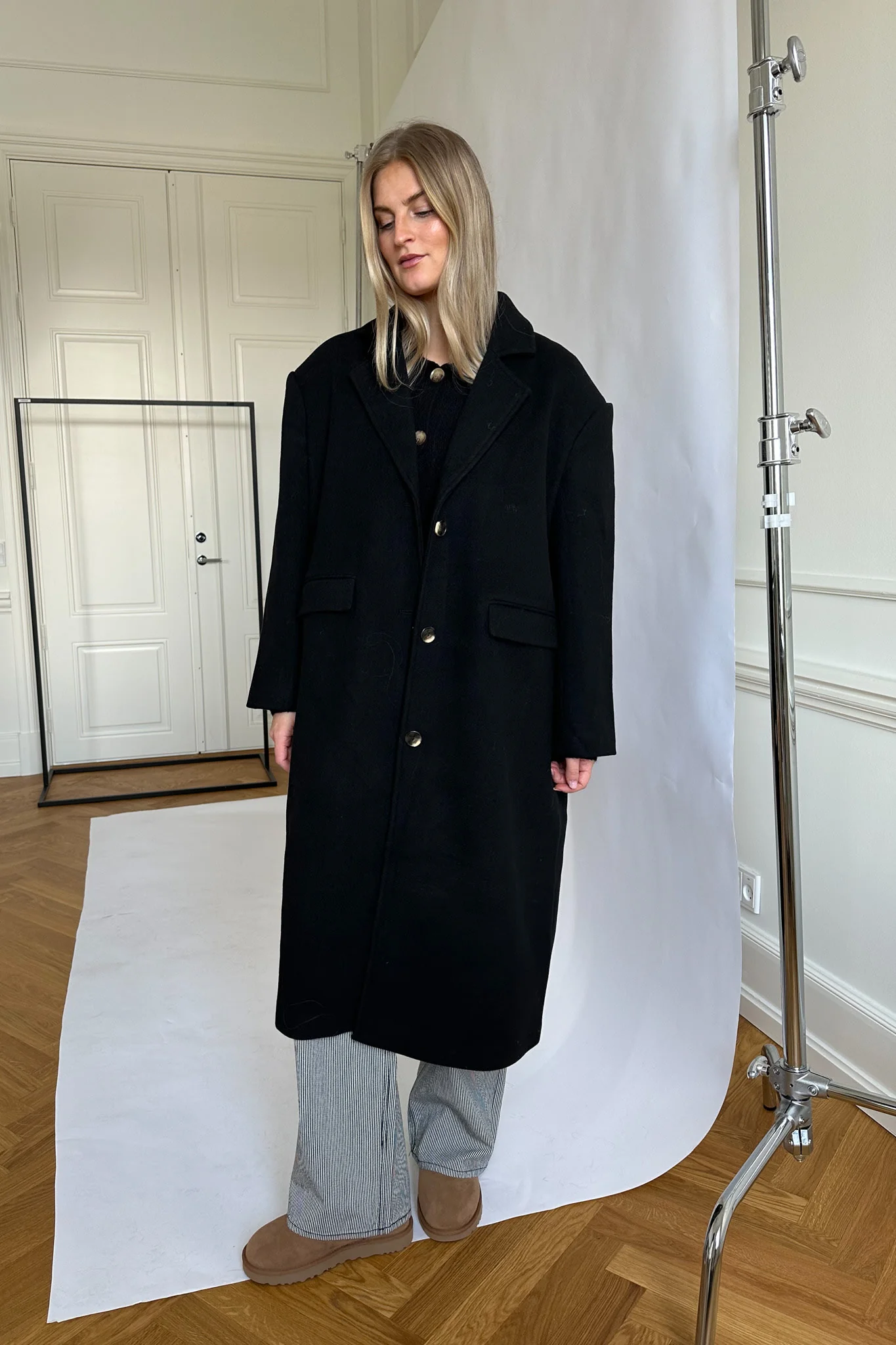 SNNaomi LS Oversize Wool Coat - Black - Image 7