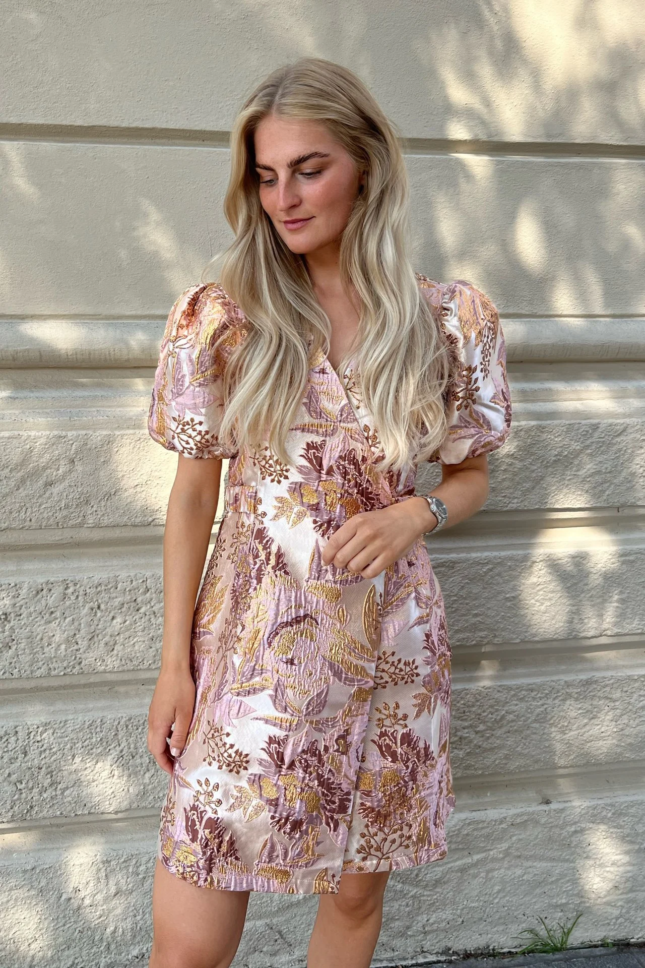 Noella Neva Belt Dress - Dark Rose Mix