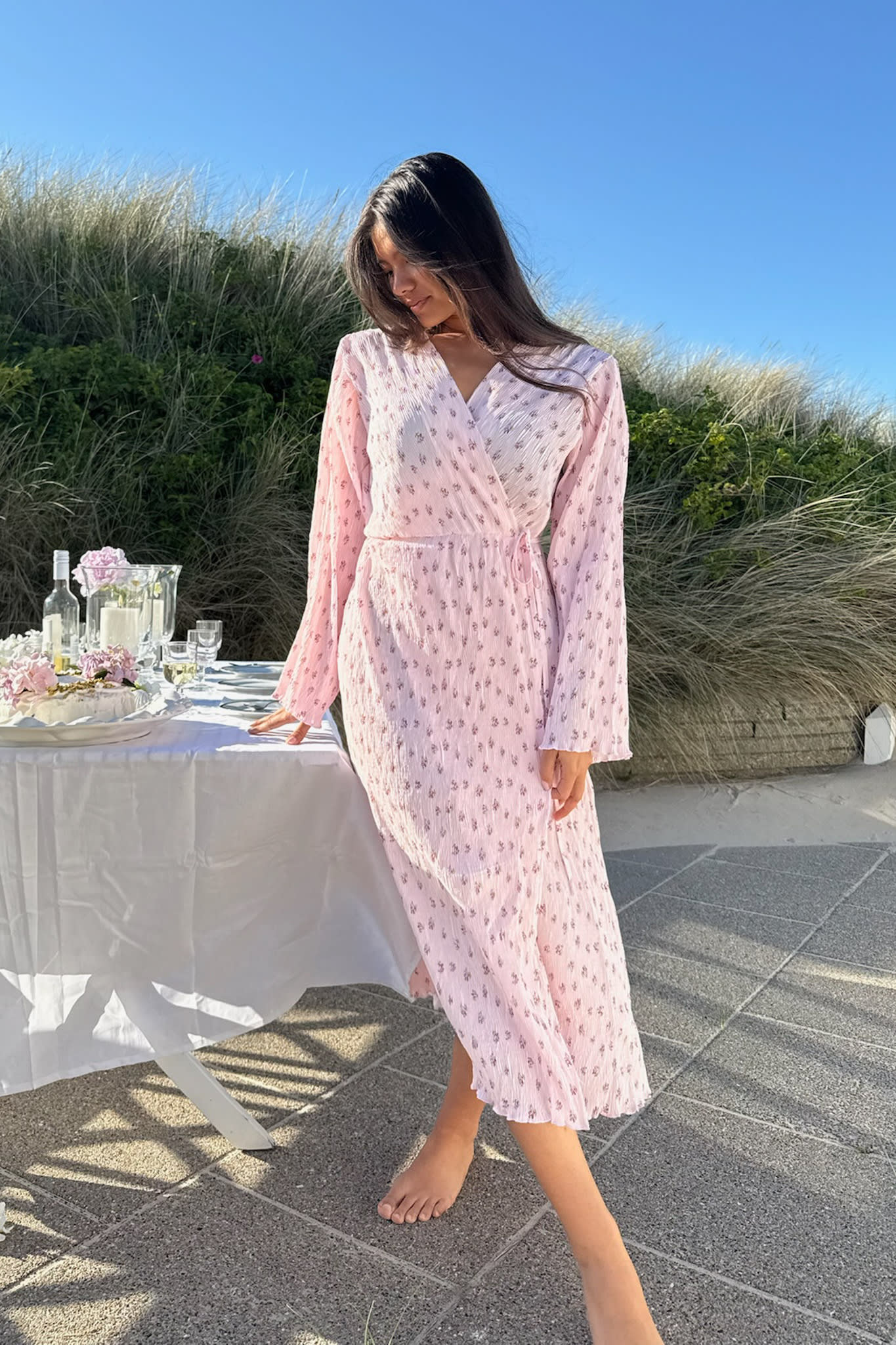 OfeliaIC Long Wrap Dress - Pink