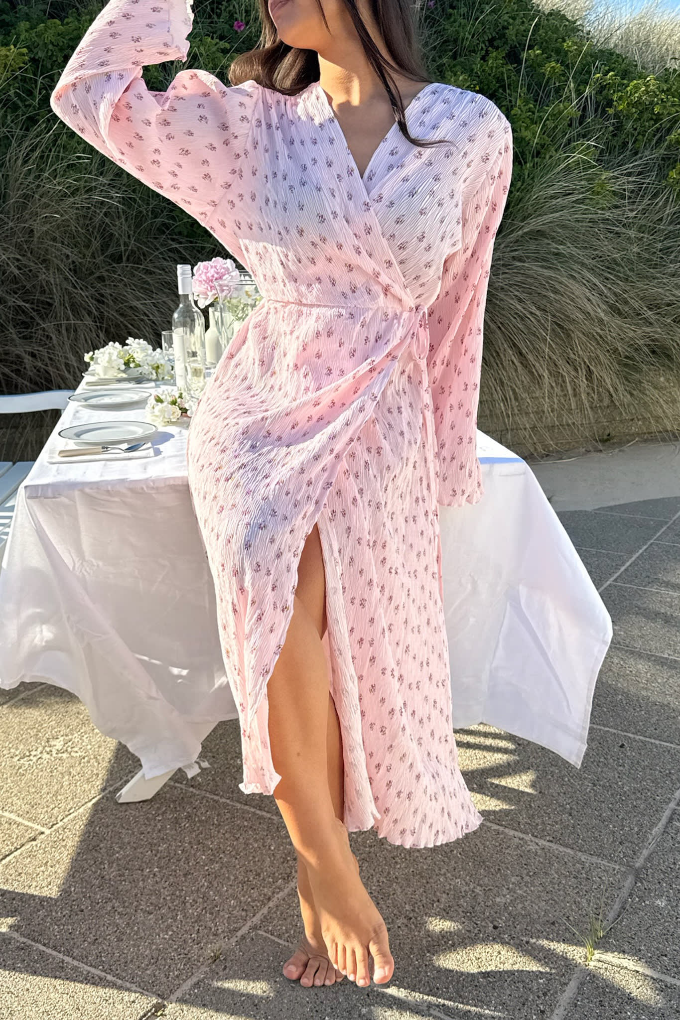 OfeliaIC Long Wrap Dress - Pink - Image 2