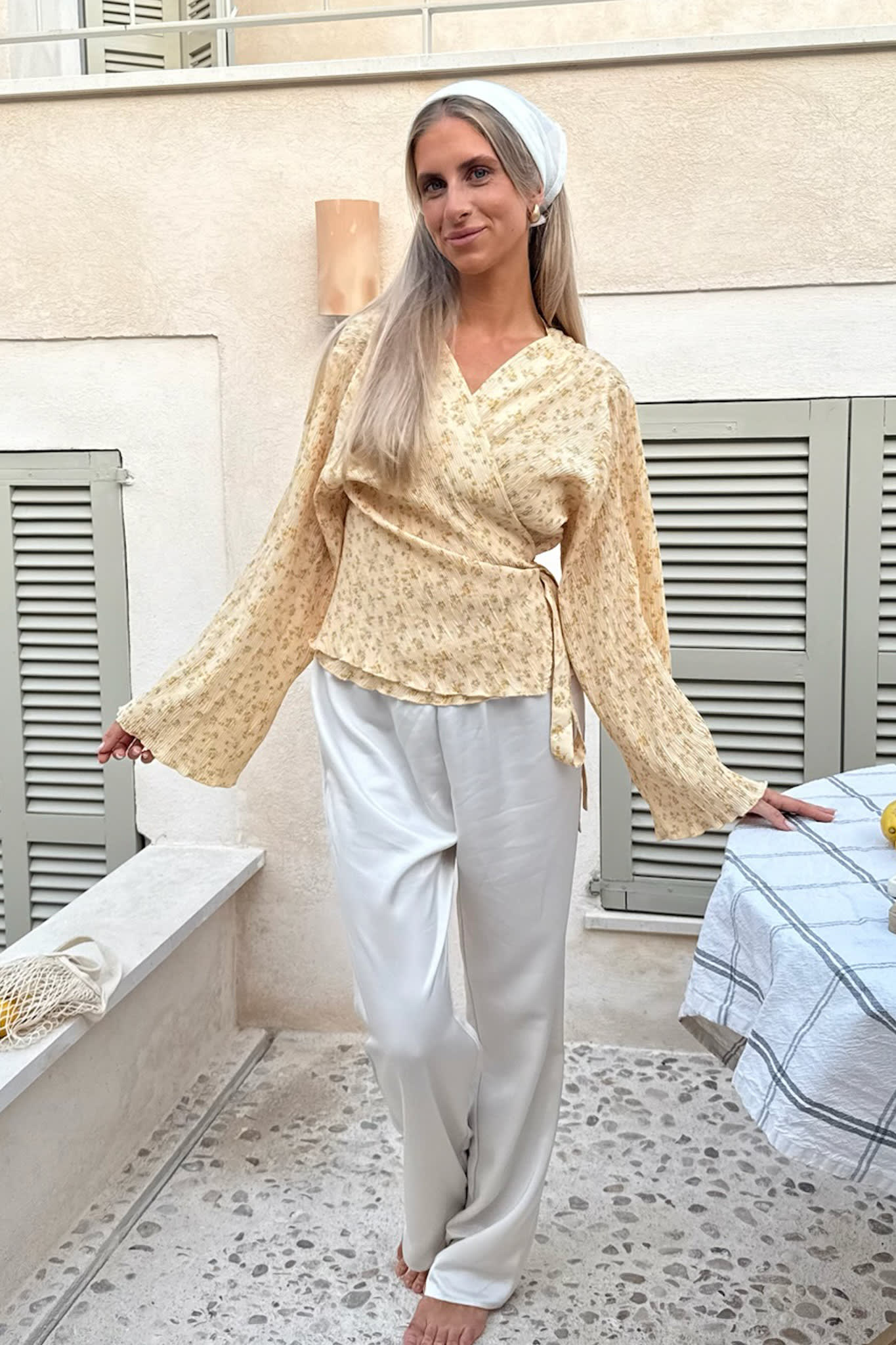OfeliaIC Wrap Shirt - Yellow Flower Print - Image 3
