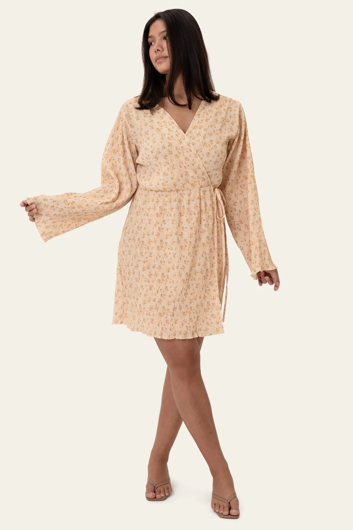 OfeliaIC Wrap Dress - Yellow Flower Print