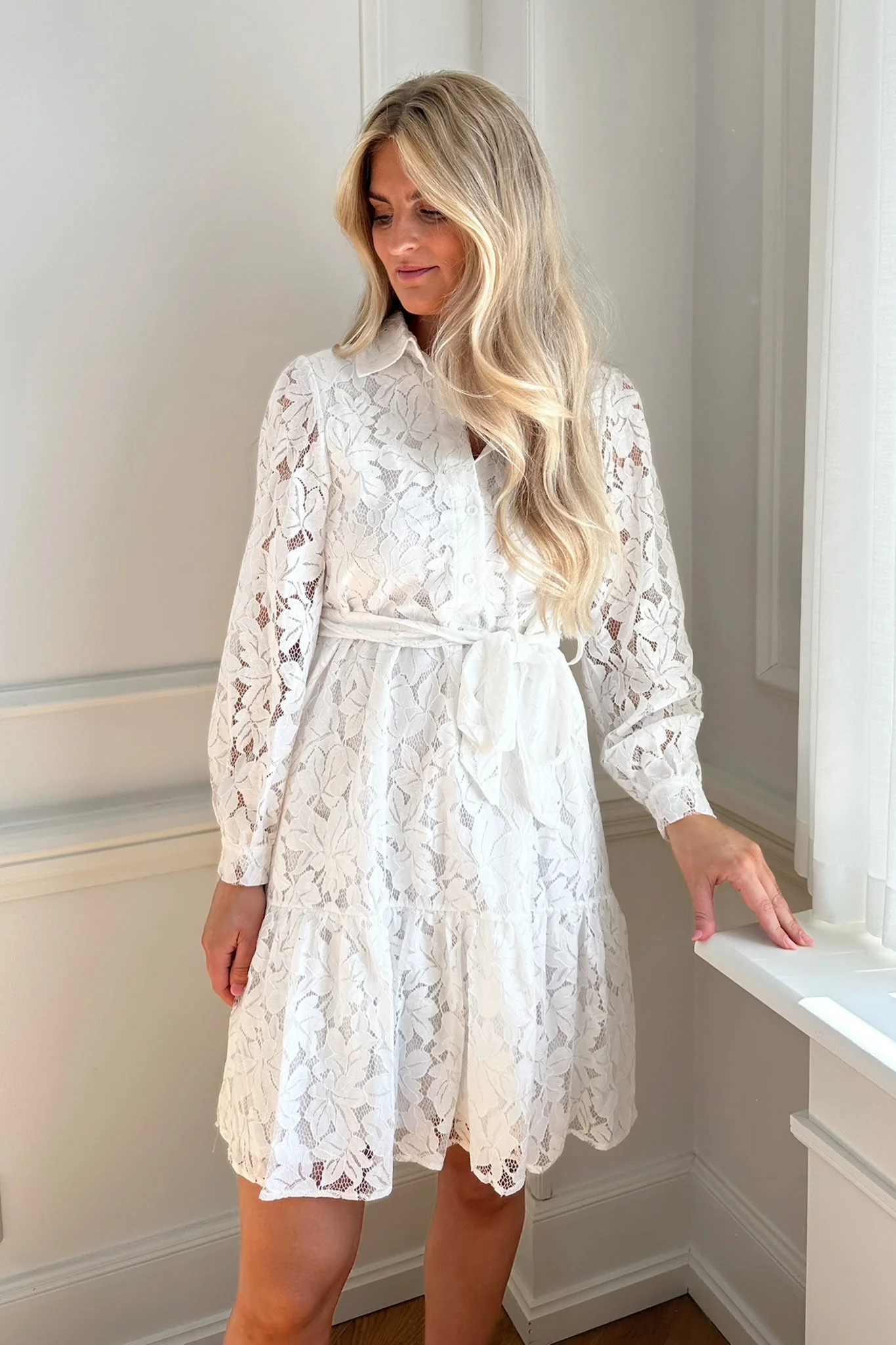 Noella Pixi Shirt Dress Lace - White - Image 3