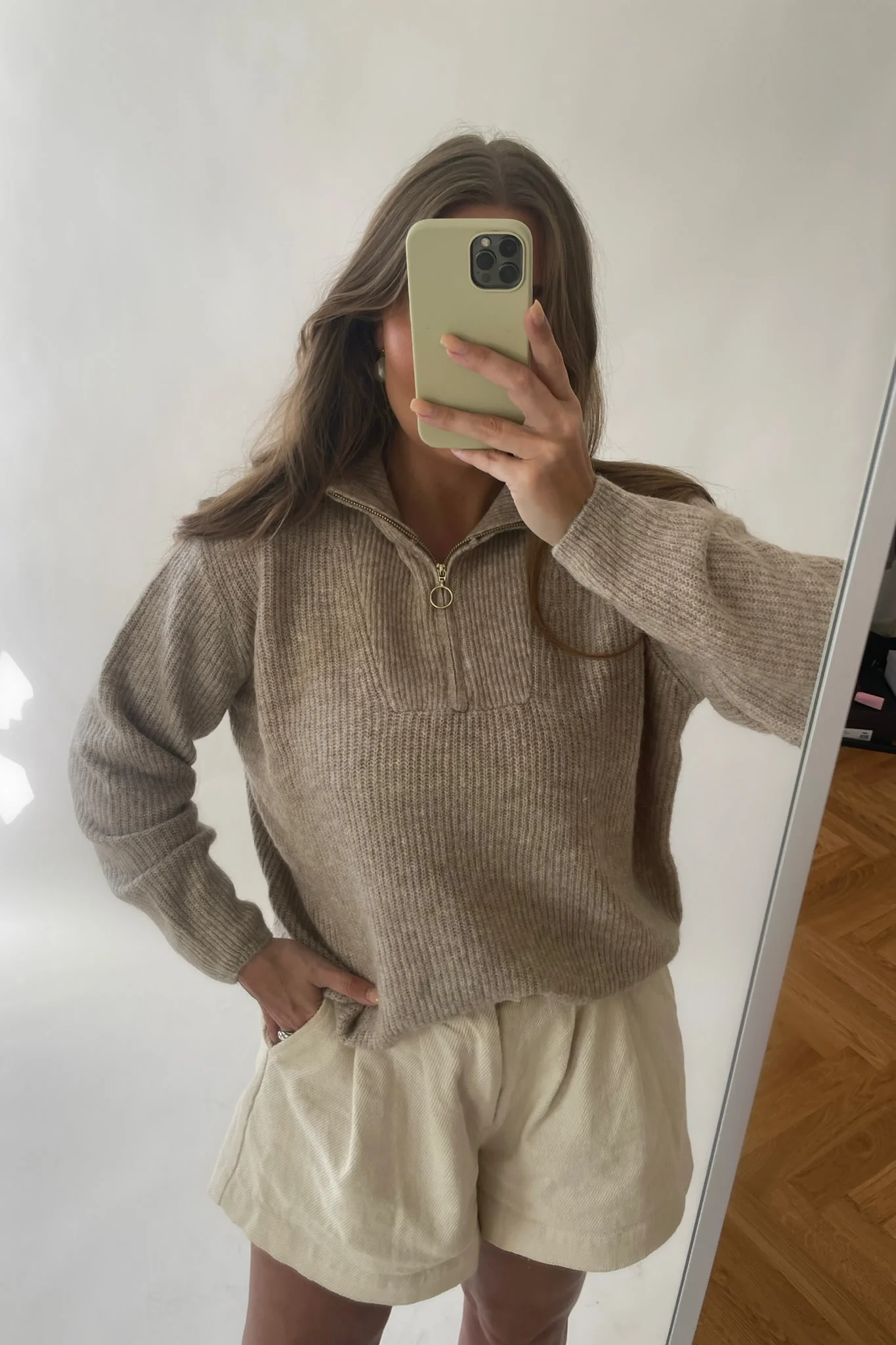 VMPlaza LS Zipper Blouse - Silver Mink W. Melange Gold Zipper - Image 2