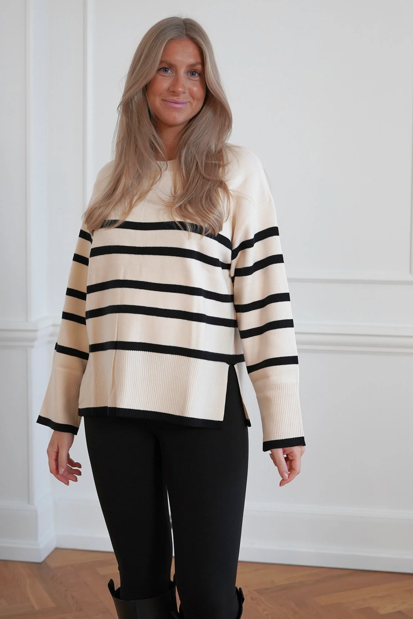 VMSaba LS Oneck Stripe Pullover - Birch With Black - Image 4