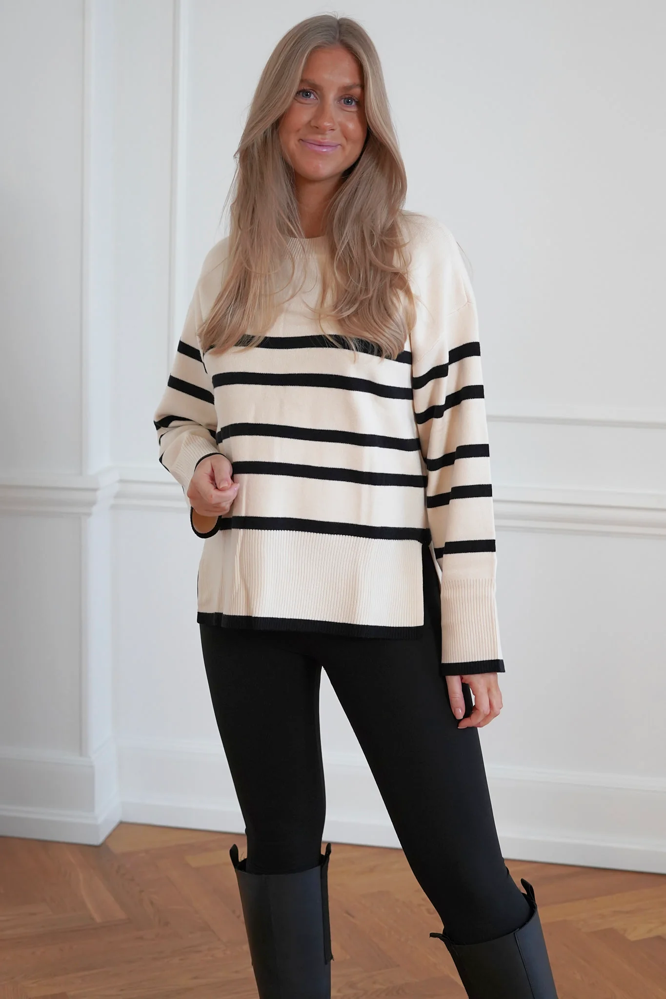 VMSaba LS Oneck Stripe Pullover - Birch With Black - Image 7