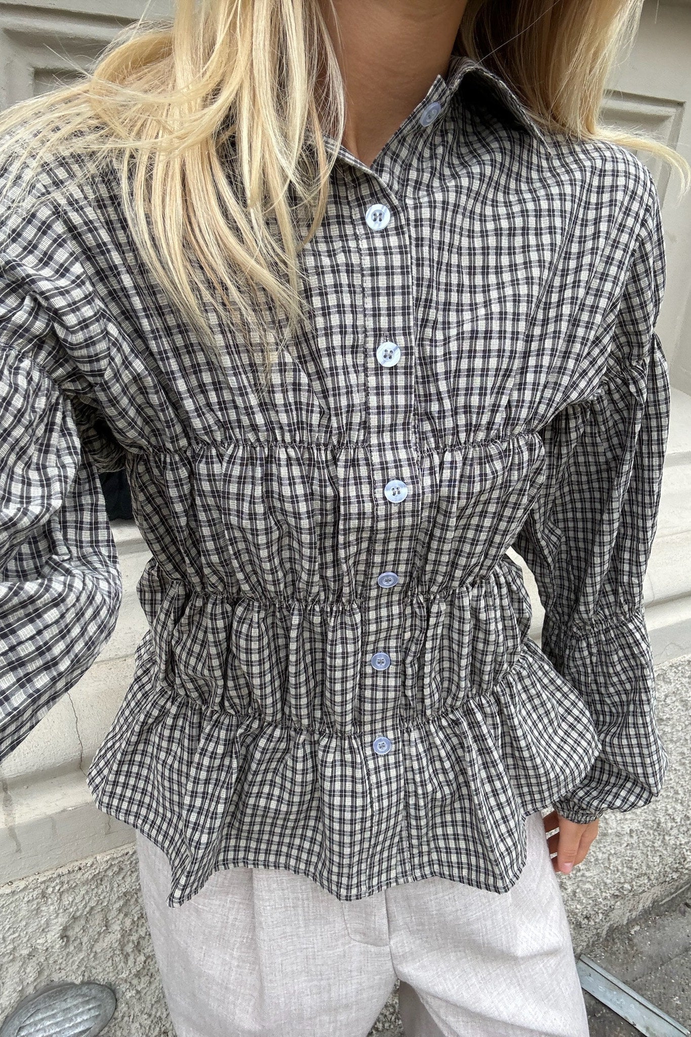 SallyIC Smock Shirt - Black Small Checks - Image 8