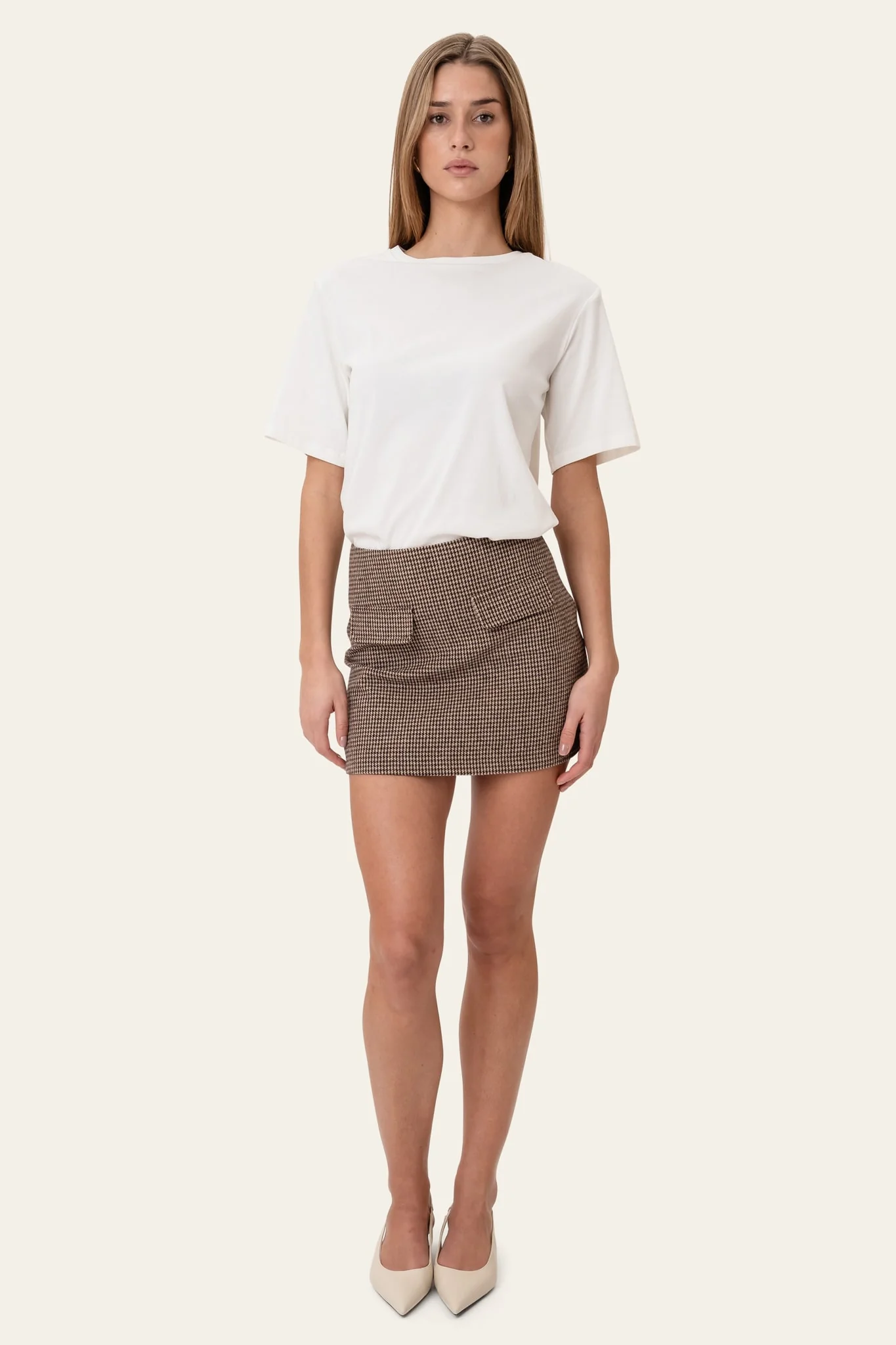 SarahIC Mini Skirt - Brown Checks