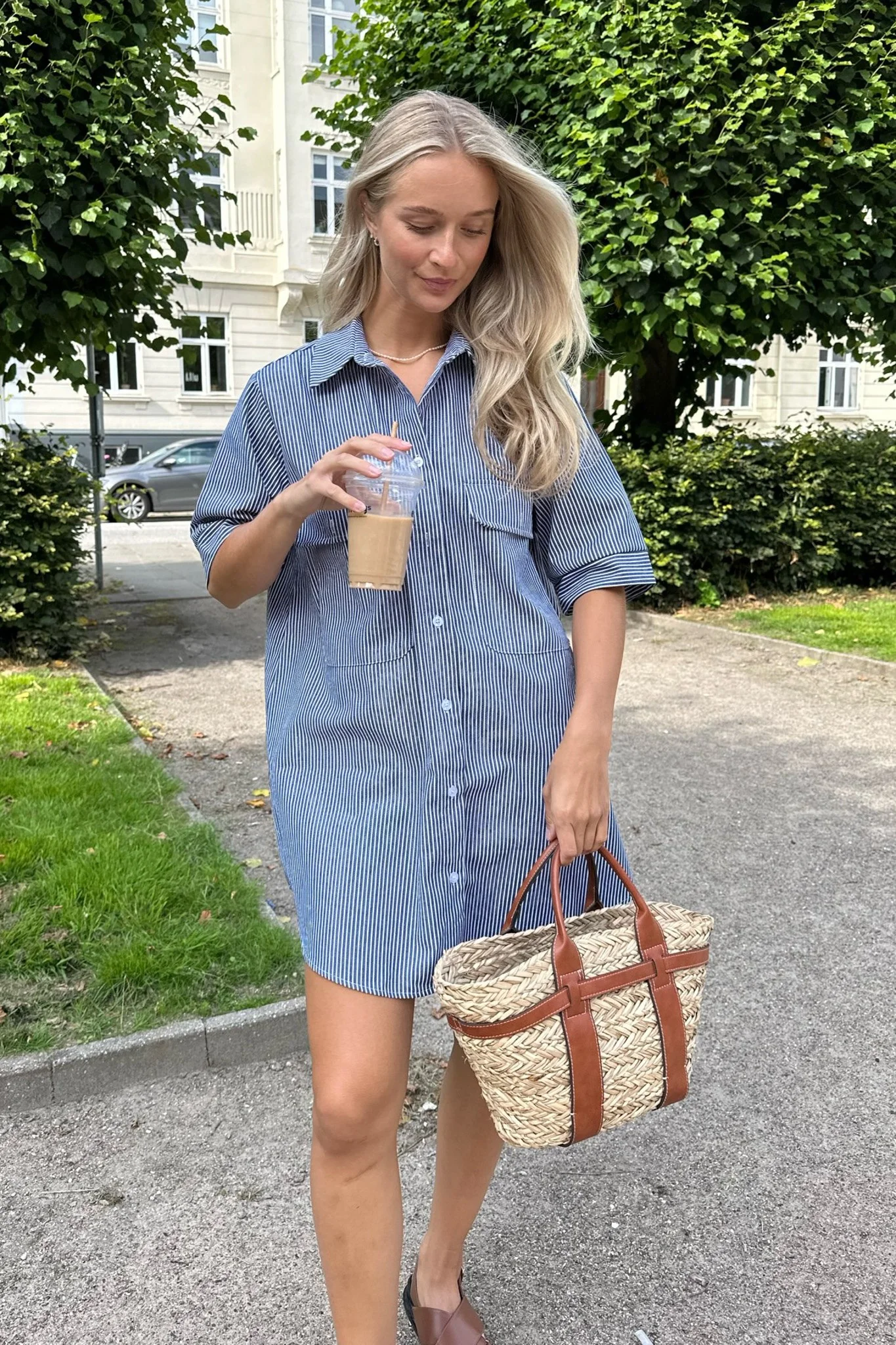 SeldaIC Shirt Dress - Blue Woven Stripe - Image 3