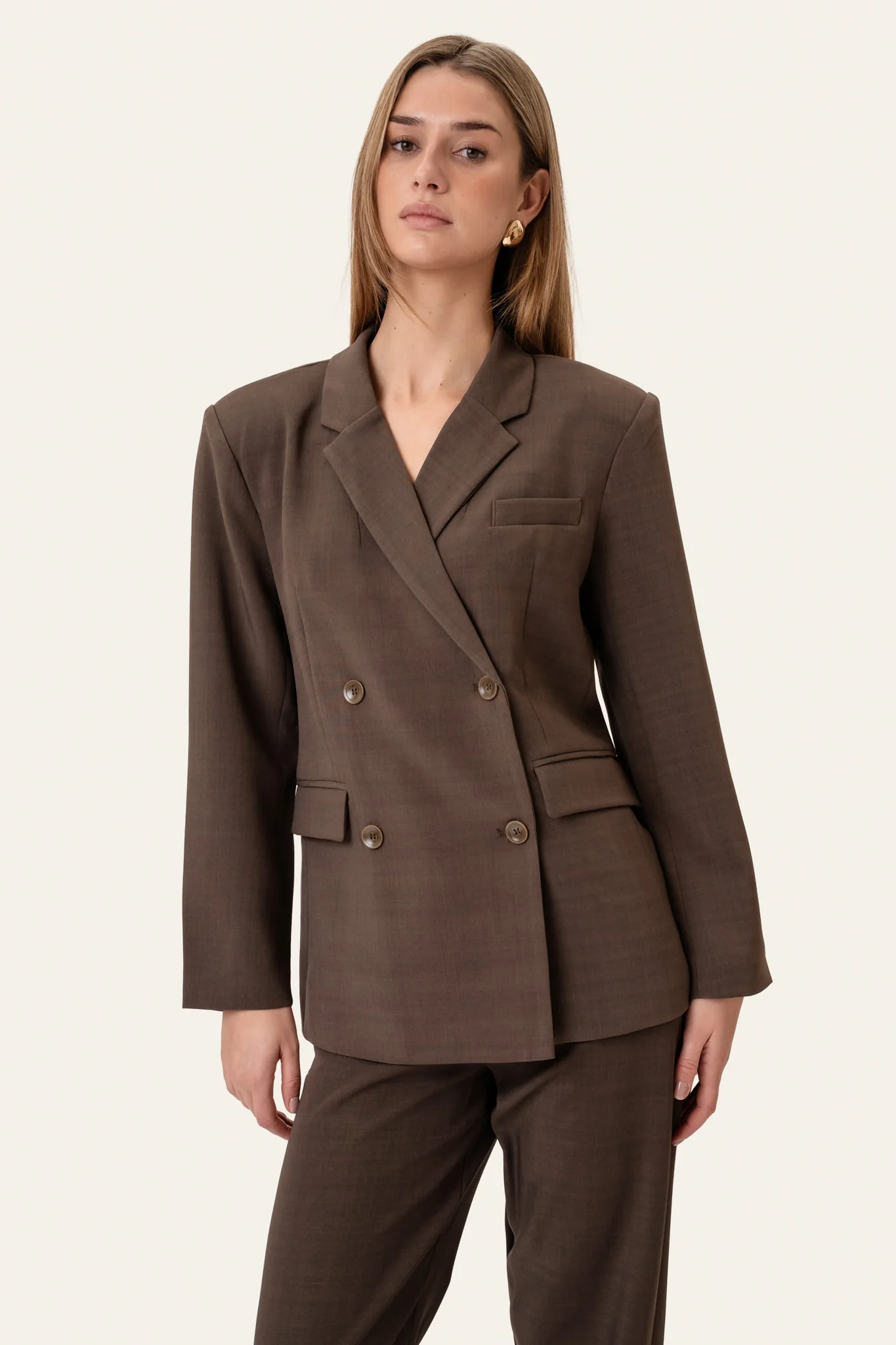 SignatureIC Double Breasted Blazer - Dark Brown