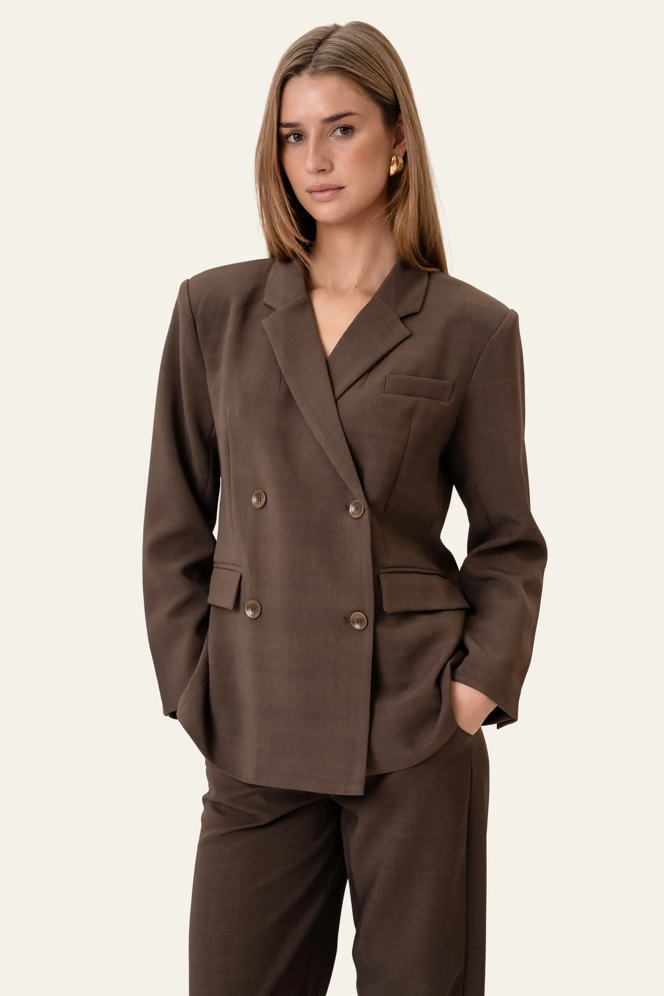 SignatureIC Double Breasted Blazer - Dark Brown - Image 5