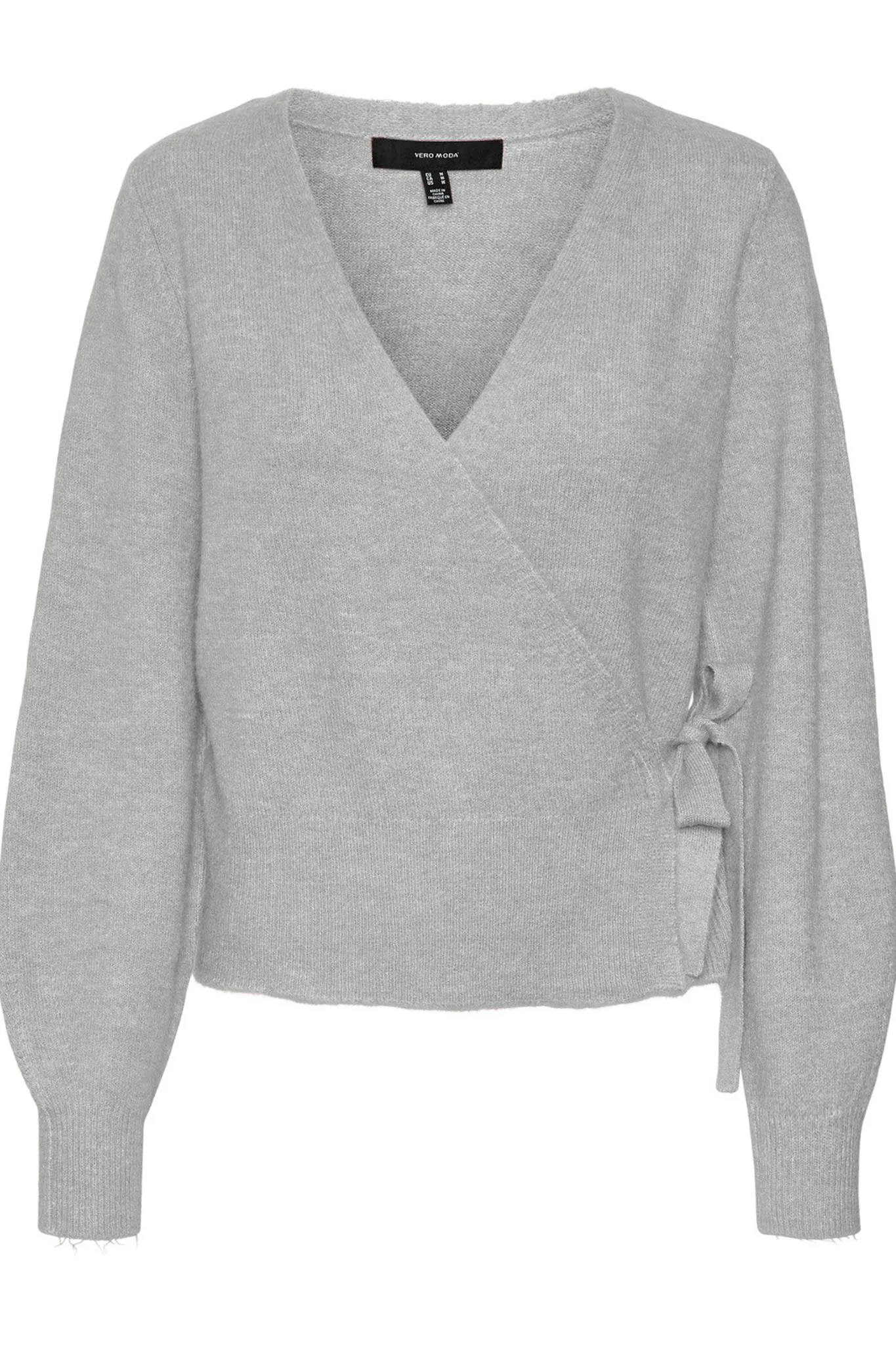 VMSimone LS Wrap Cardigan - Light Grey Melange - Image 8