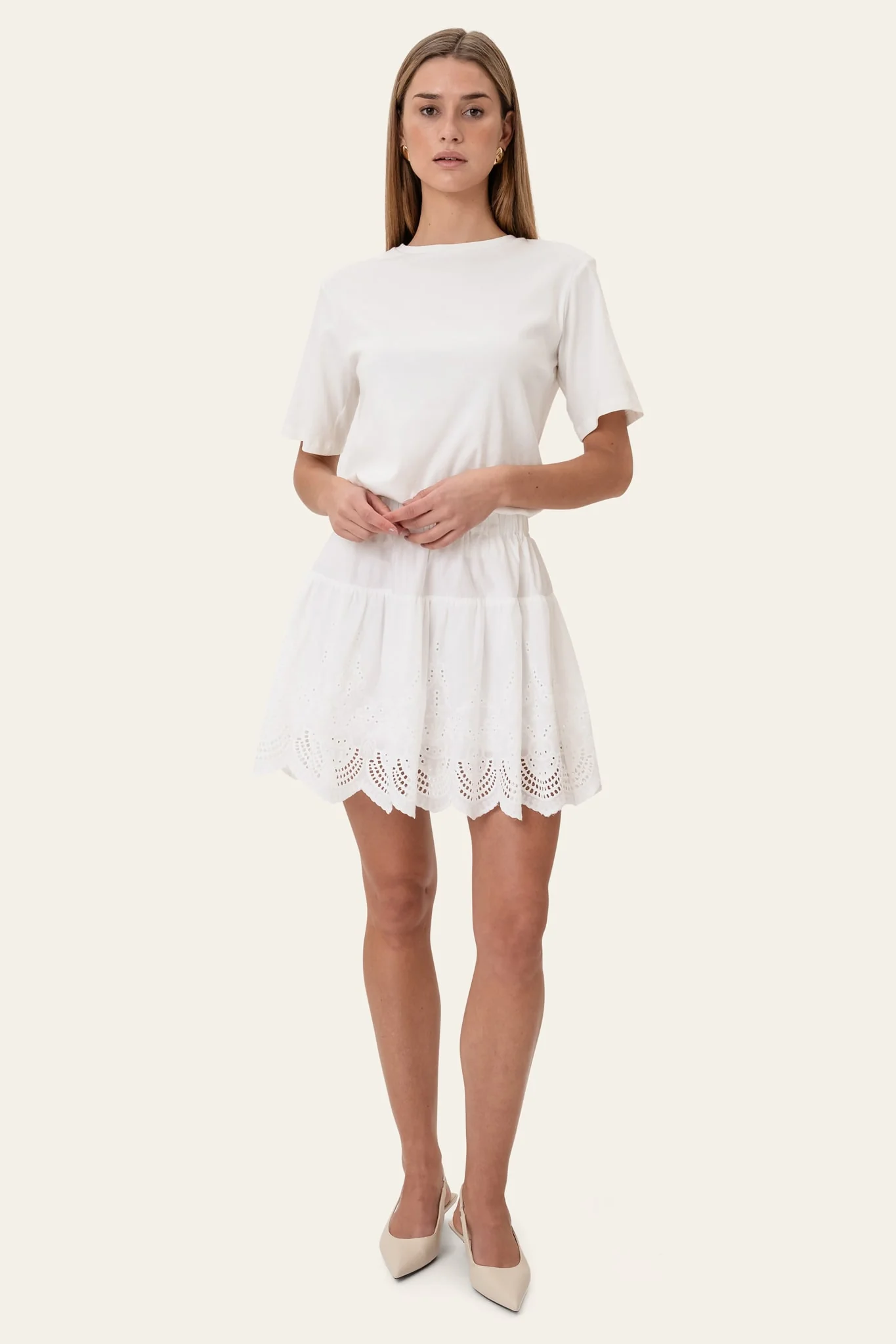 SolveigIC Mini Skirt - White Embroidery
