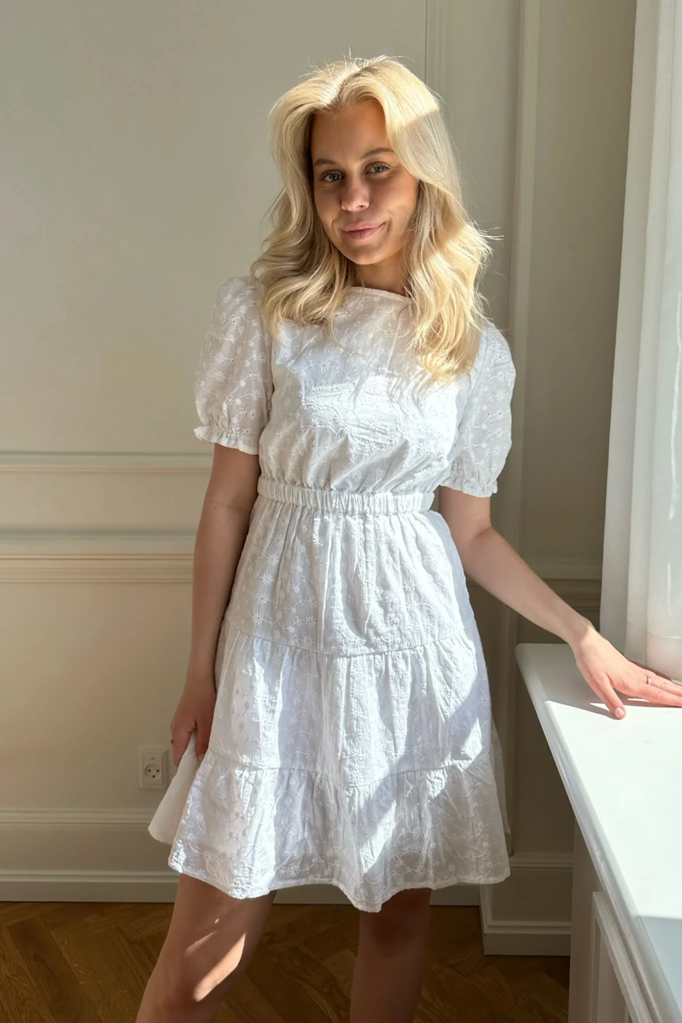 NMSommer SS Broderi Dress - Snow White - Image 5