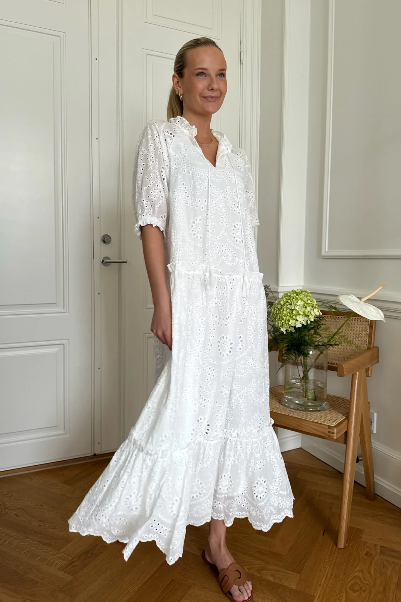 SonjaIC Long Dress - White Embroidery - Image 9