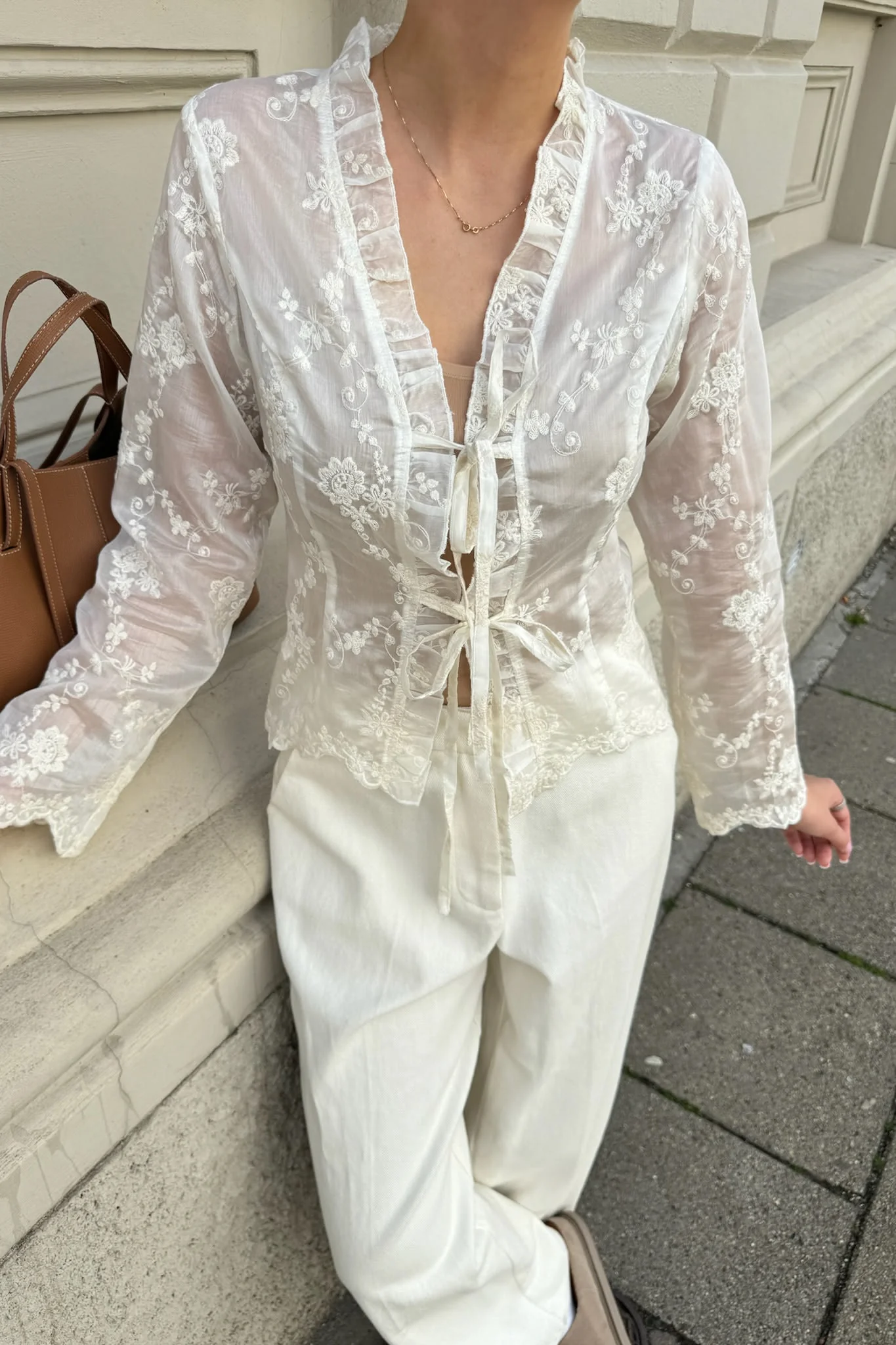 TamiIC Tie Top - White Lace - Image 2