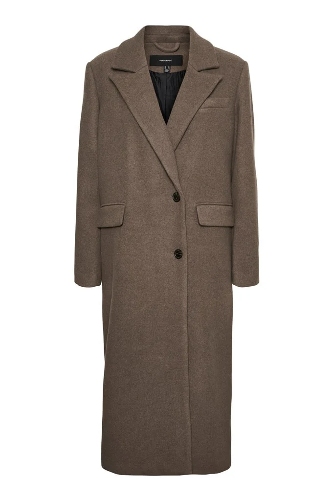VMVenetavega Long Wool Coat - Chocolate Chip - Image 6