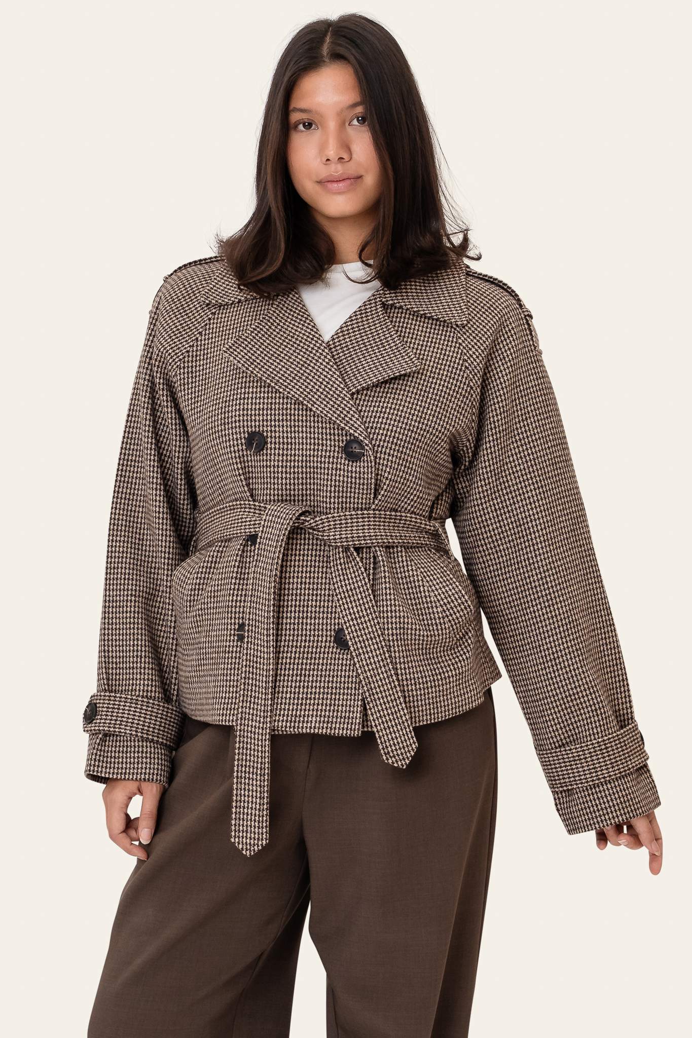 VeraIC Trenchcoat - Brown Checks - Image 3