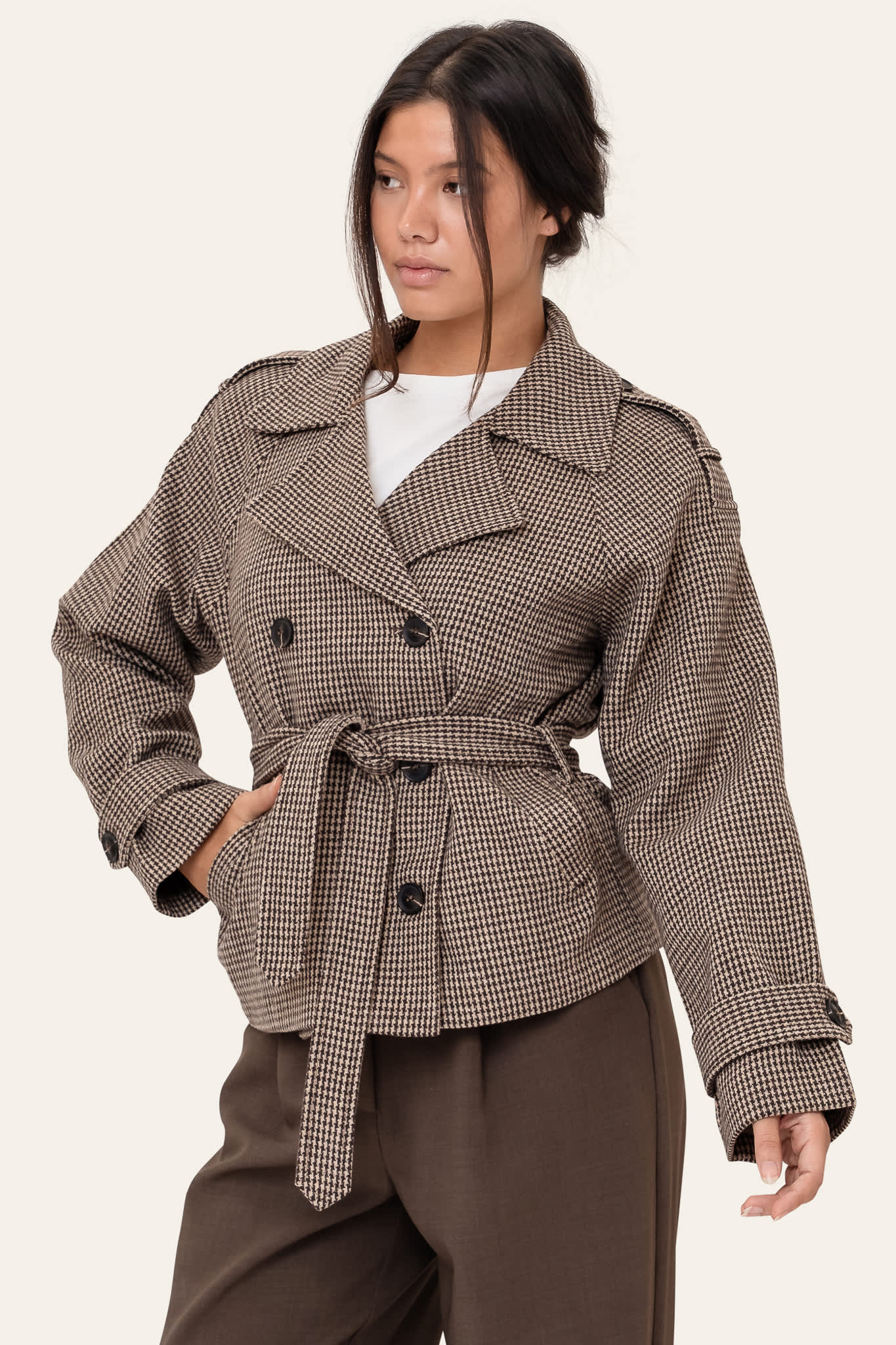 VeraIC Trenchcoat - Brown Checks - Image 6